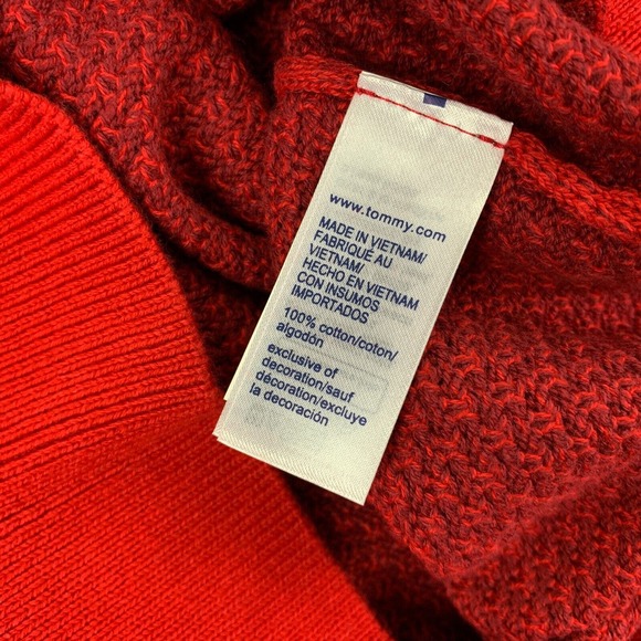 Tommy Hilfiger Mens Manhattan 1/4-Zip Logo Sweater Red S - Picture 3 of 4